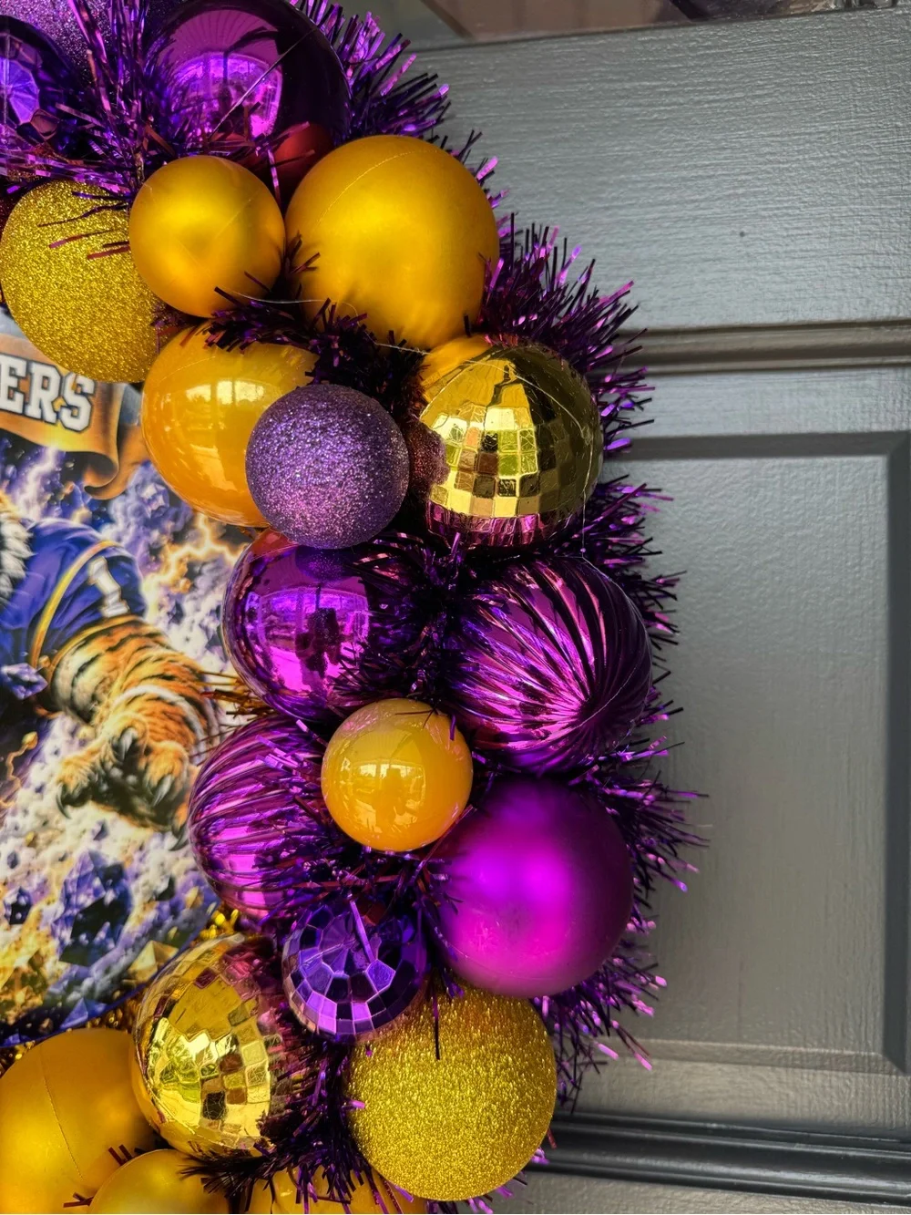 Geaux Tigers Purple & Gold Holiday Wreath